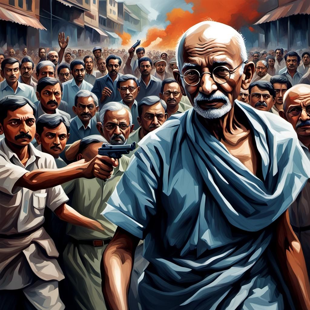 Gandhi Assassination: Dramatic Digital Art