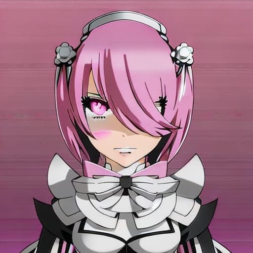 Anime Rubber Maid with Pink Hair and Eyes