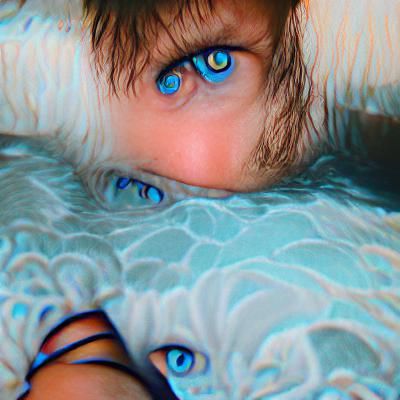 Intense Blue Eyes Reflecting a Devilish Gaze
