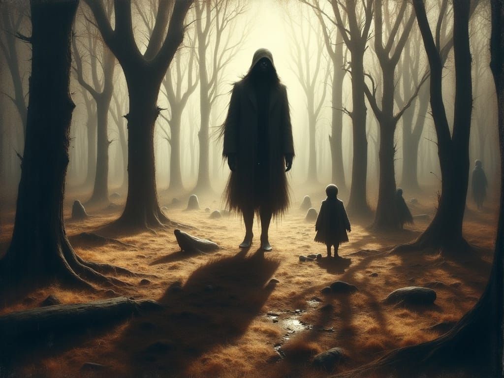 Sinister Shadows on a Summer Playground Oil Painting