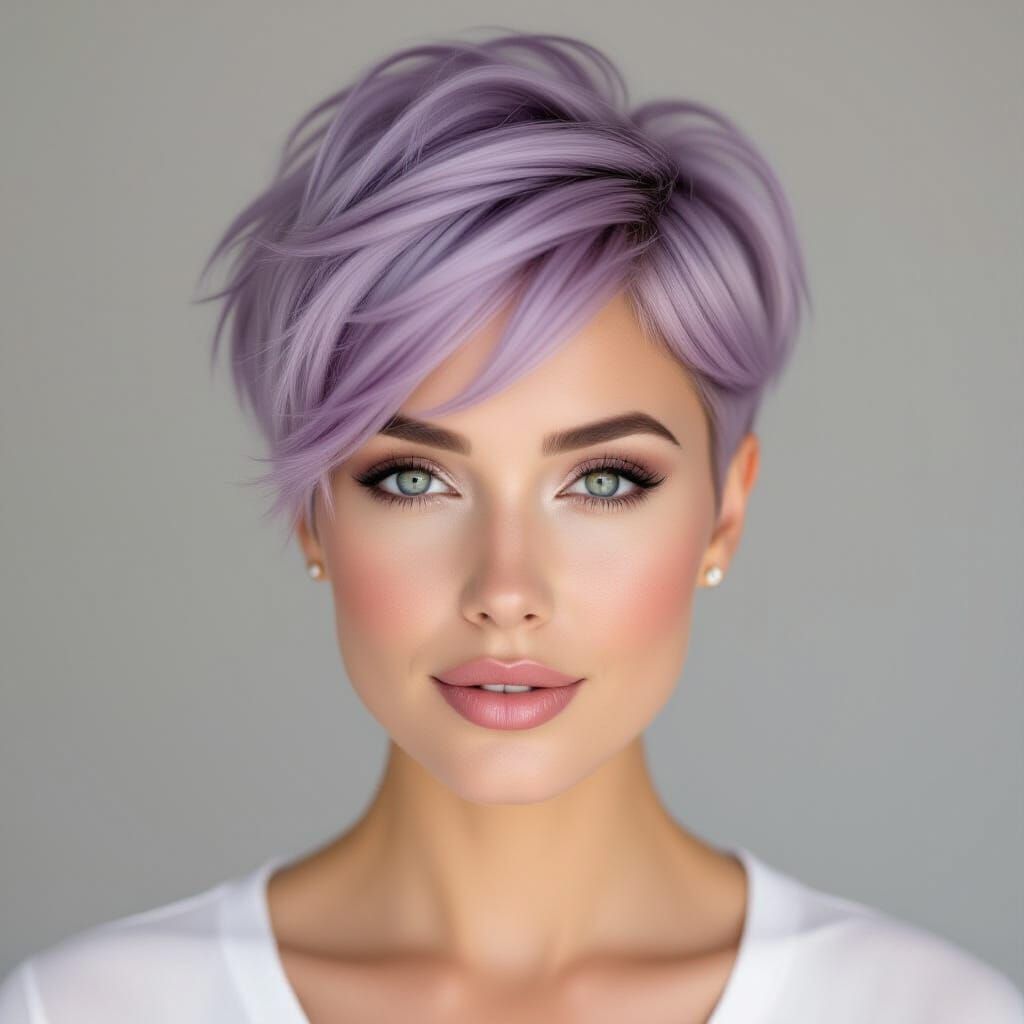 Woman with Pastel Purple Pixie Cut