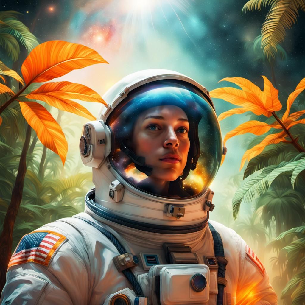 Tropical Rainforest and Space Helmet: Impressionist Double E...