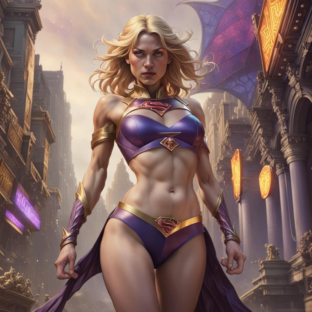 Hyperdetailed Supergirl in Dark Fantasy Style