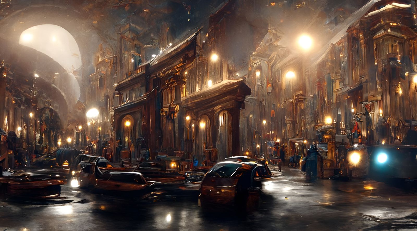 Night City Street: Hyperrealistic Digital Painting