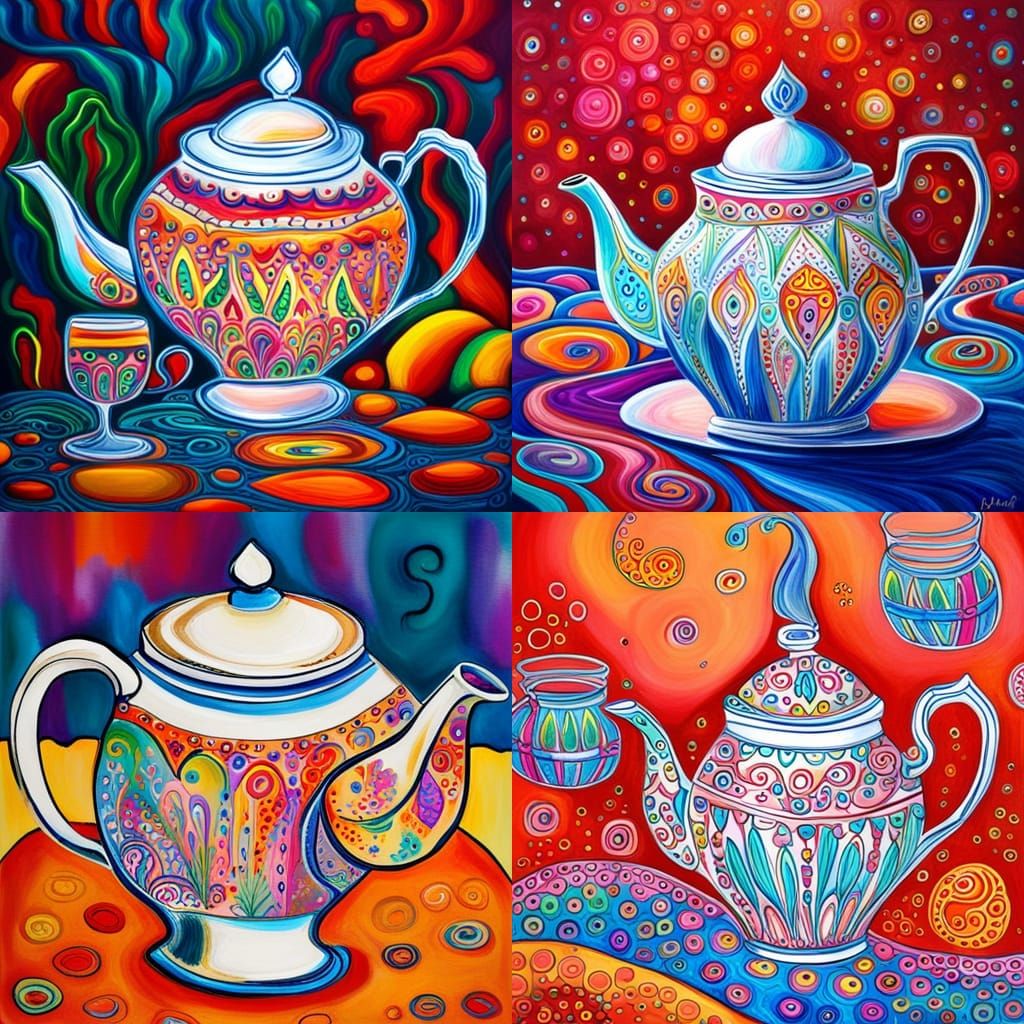 Moroccan Teapot Fountain in Gouache Wonderland
