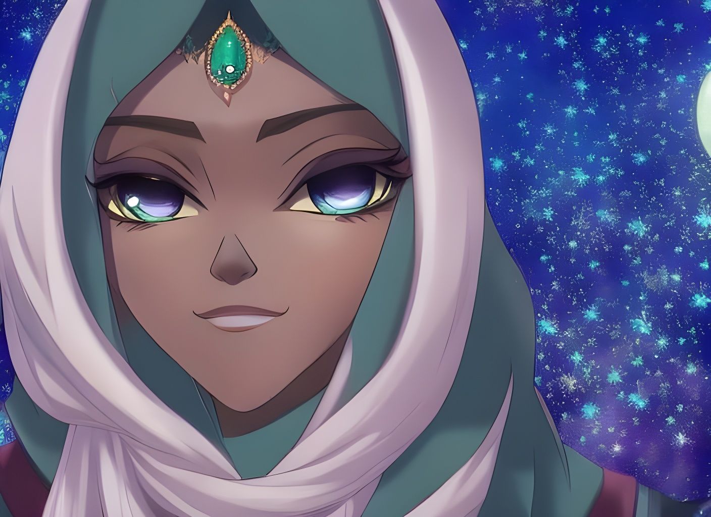 Beautiful Muslim Woman Portrait in Magical Forest