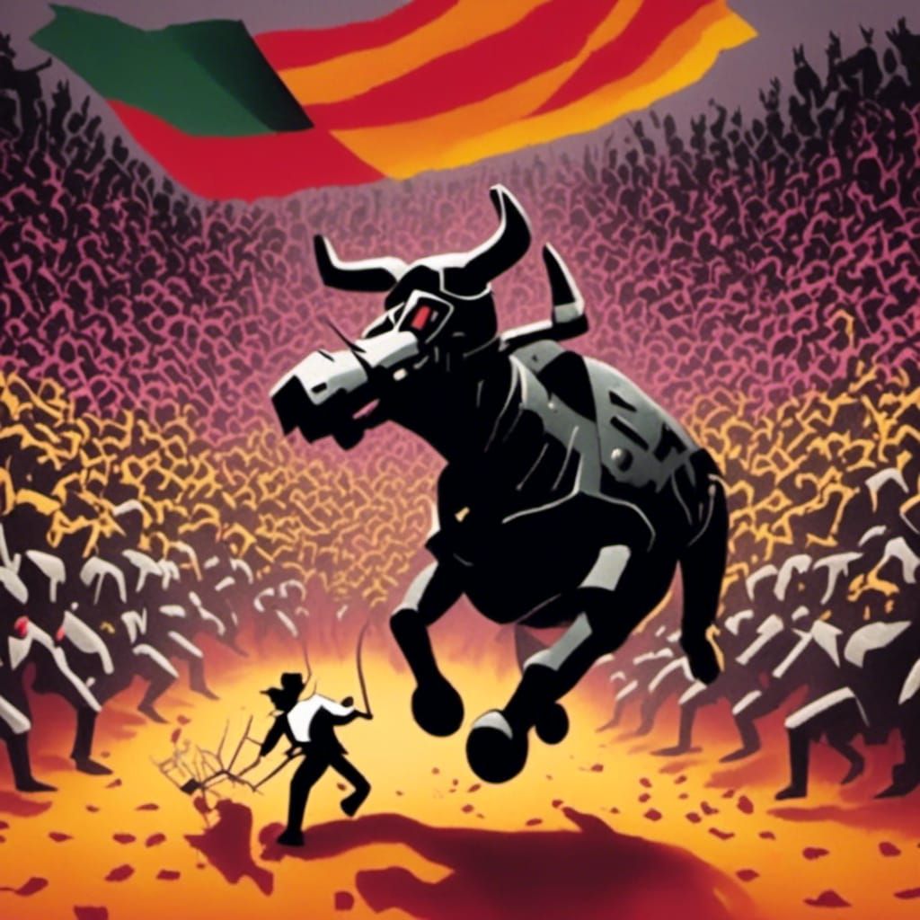 Futuristic Robot Matador in Graffiti Style