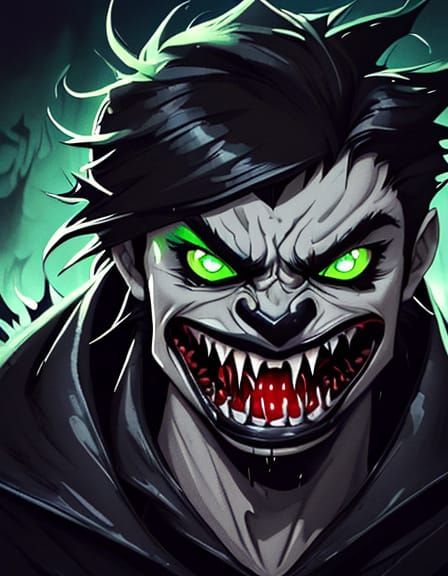 Venom's Twisted Face in Neon Digital Art