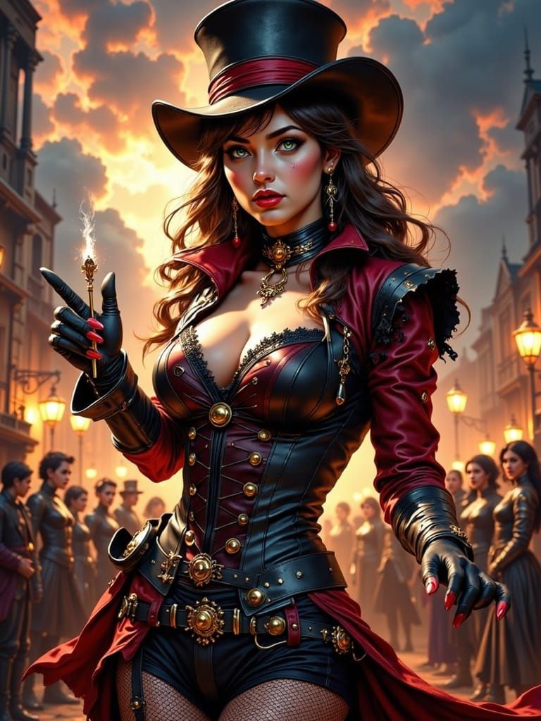 Stunning Post-Apocalyptic Lady Magician in Cyberpunk-Inspire...