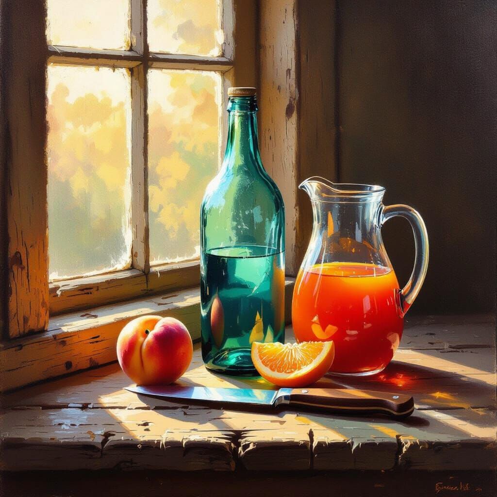 Rustic Table Still Life in Warm Light