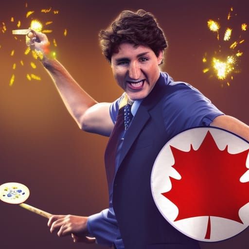 Canada's Prime Minister Plays Darts in Fantasy Art