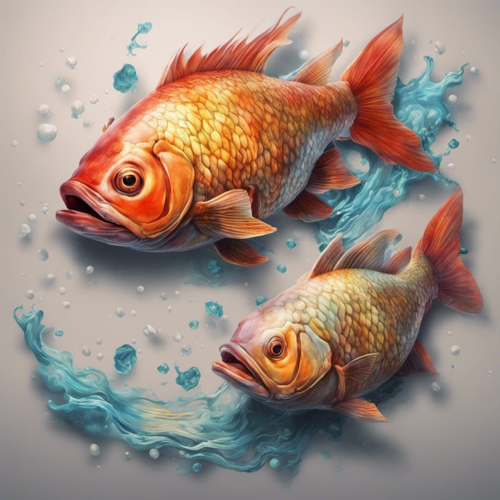 Hyperrealistic Fish Wedding Splash Art