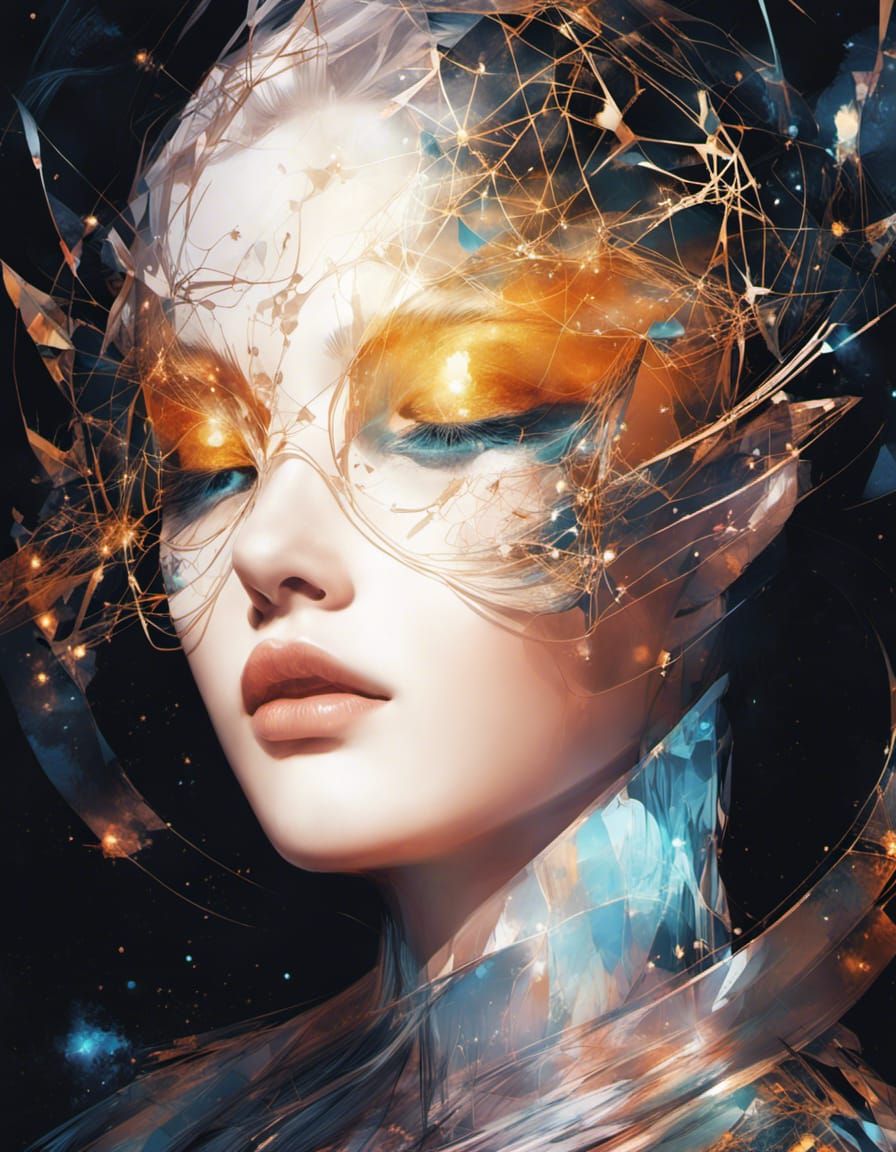 Creative Portrait with Shiny Aura, Digital Painting