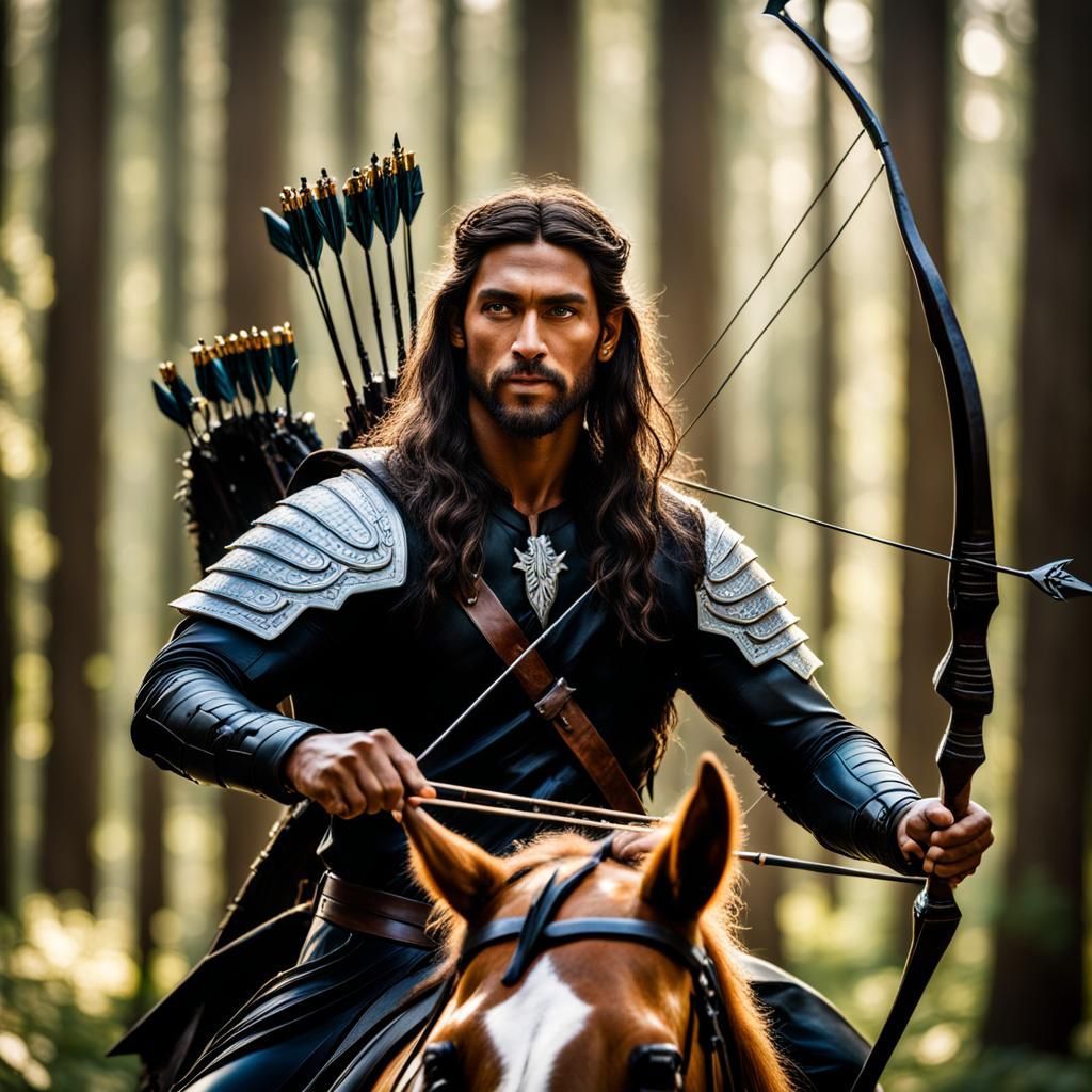 Aquarius King Archer on Unicorn in Forest