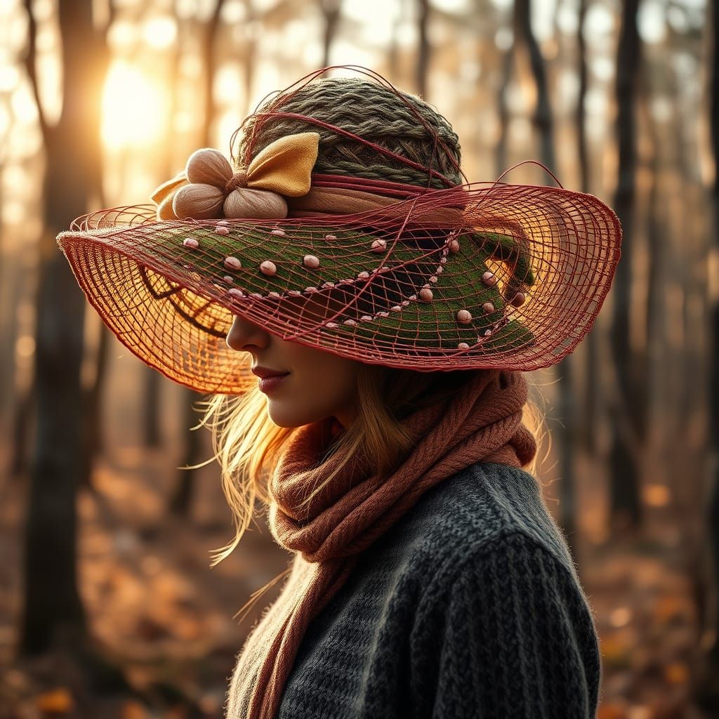 3D Rendered Hat in Scandinavian Autumn Forest