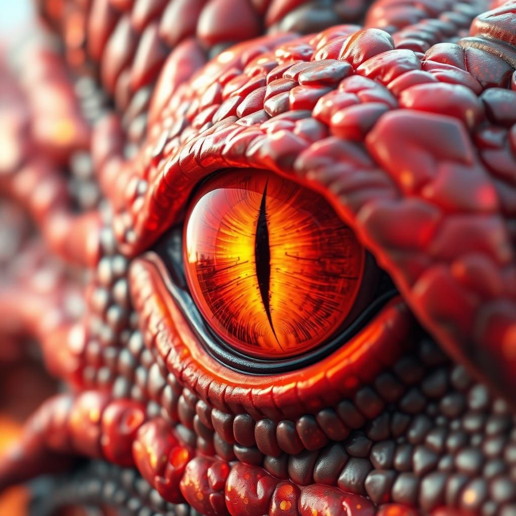 Intricate Dragon Eye with Fiery Hues, Digital Art