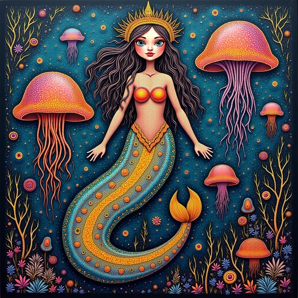 Underwater Fairy Mermaid with Rainbow Jellyfish