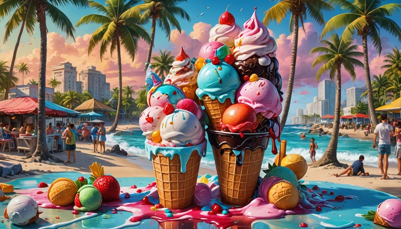Tropical beach ice cream