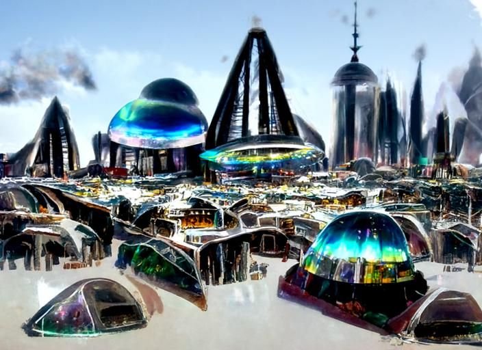 Futuristic Dome City in Space: 8K Anime Concept Art