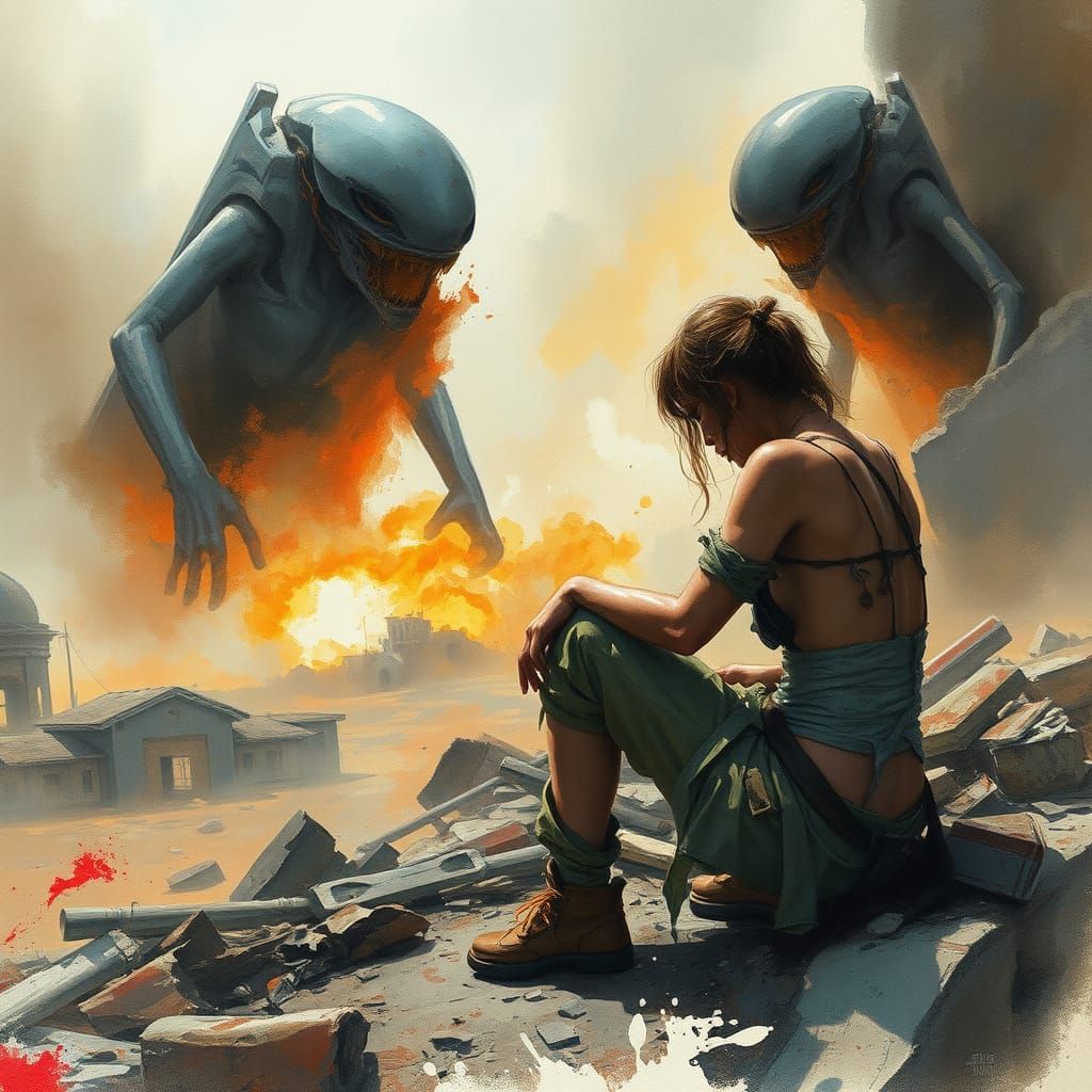 Survivor in Shock During Alien Attack