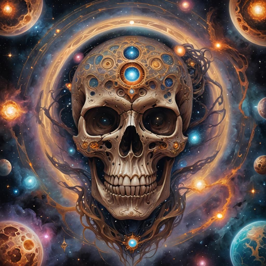 Cosmic Skull: Ethereal Nebula Galaxy Art