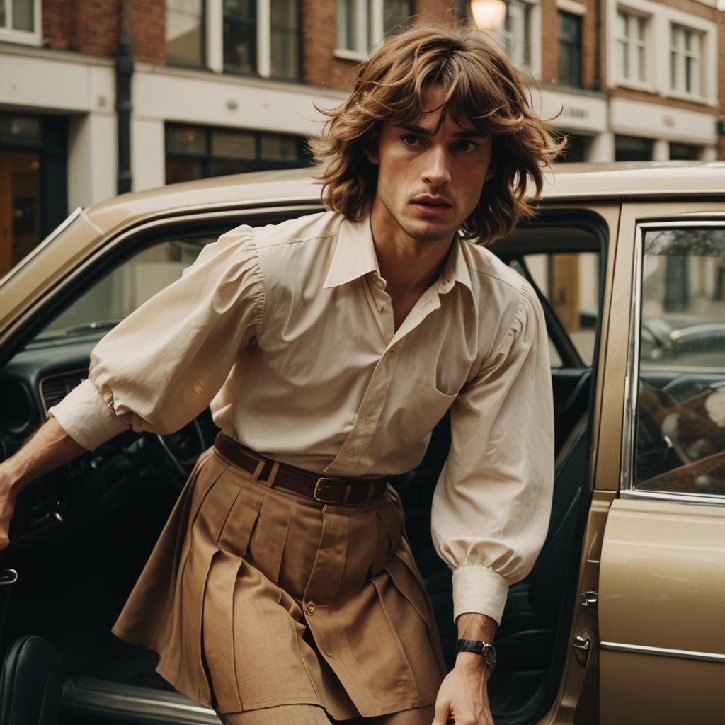 Young Man Crossdressing Struggles Getting out of Car