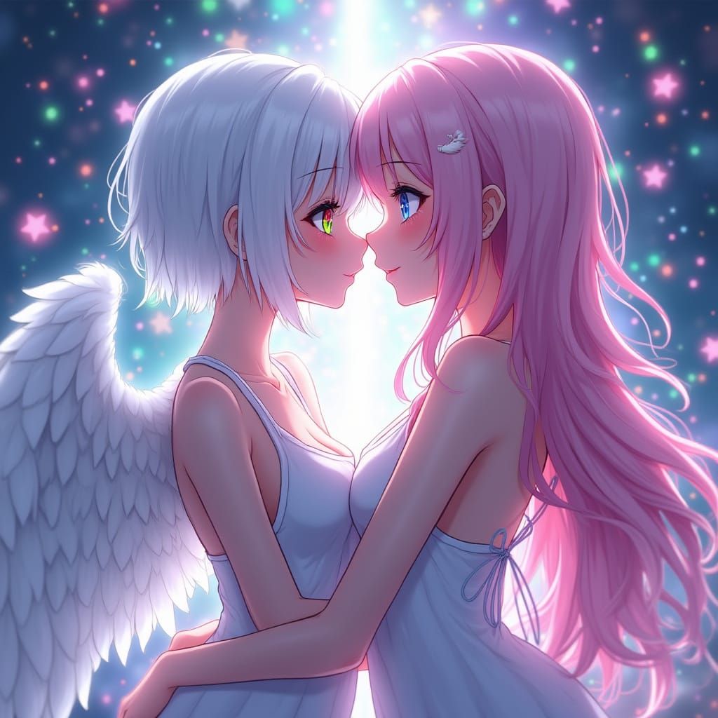 Love Scene in Vibrant Fantasy Anime Style