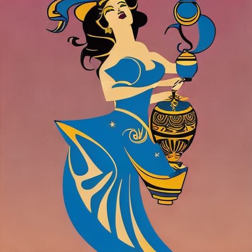 Vintage Tattoo Design: Aquarius Pinup Girl