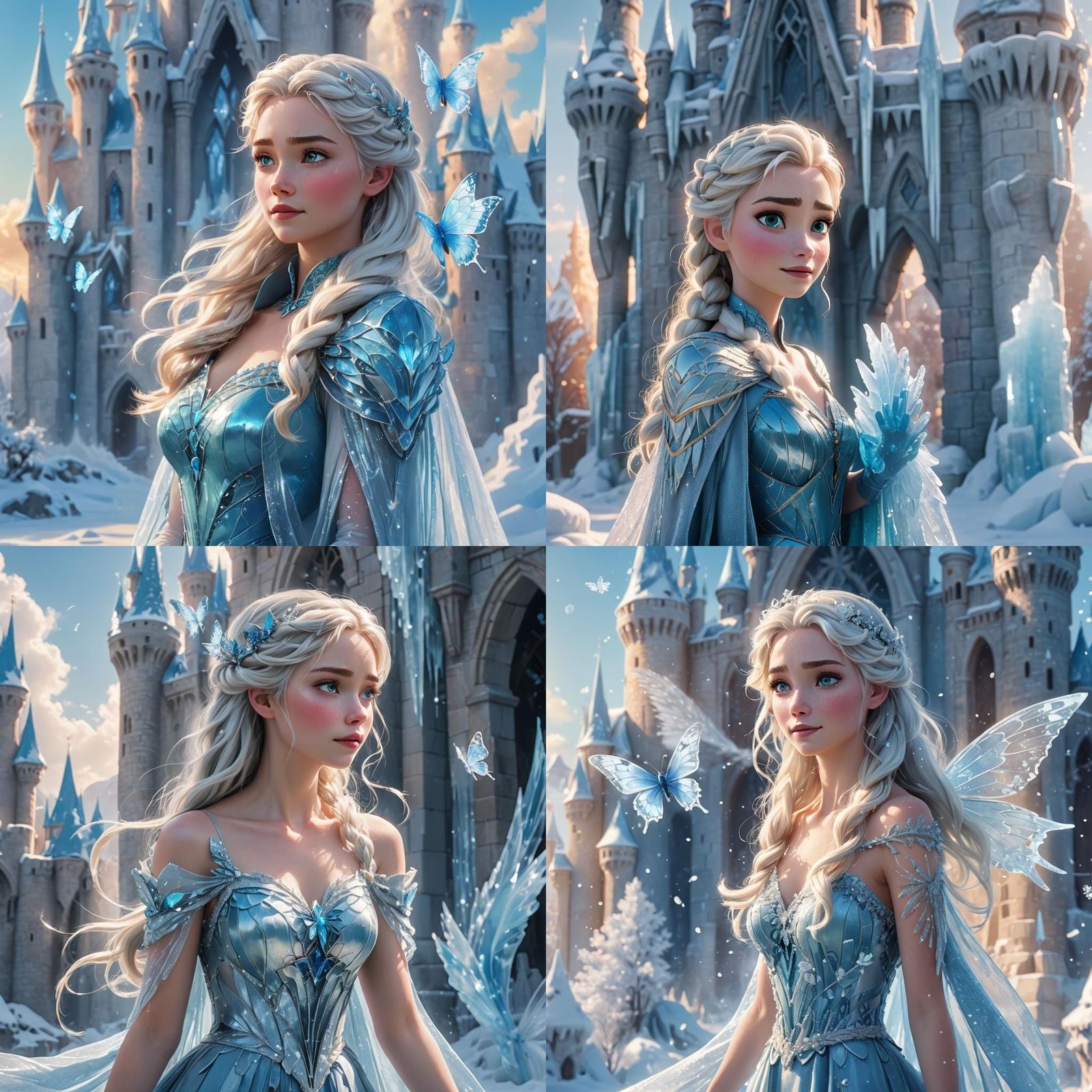 Elsa with Ice Crystal Butterfly Wings in Sunlight