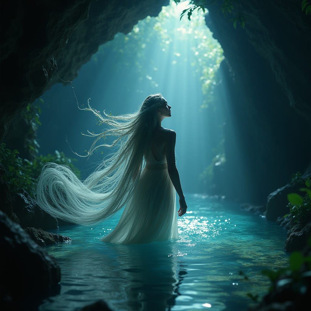 Celestial Siren Sings in Ocean Grotto
