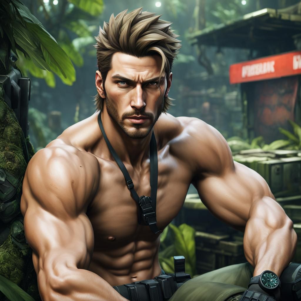Hyperrealistic Portrait: Young Man in Jungle Factory
