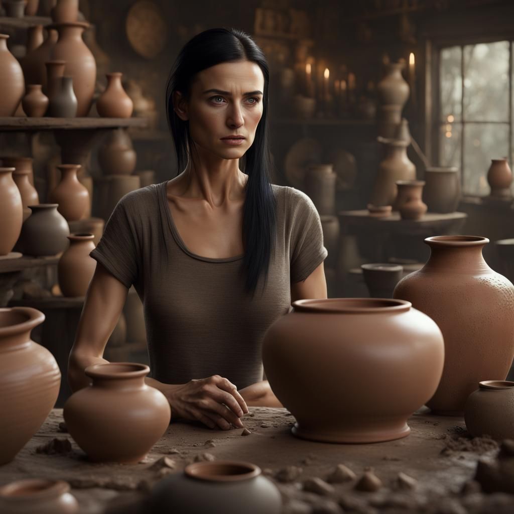 Demi Moore as Potter with Eccentric Clay Pottery