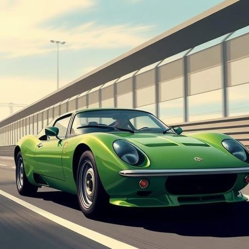 Lotus Europa Races On Track in Manga Style