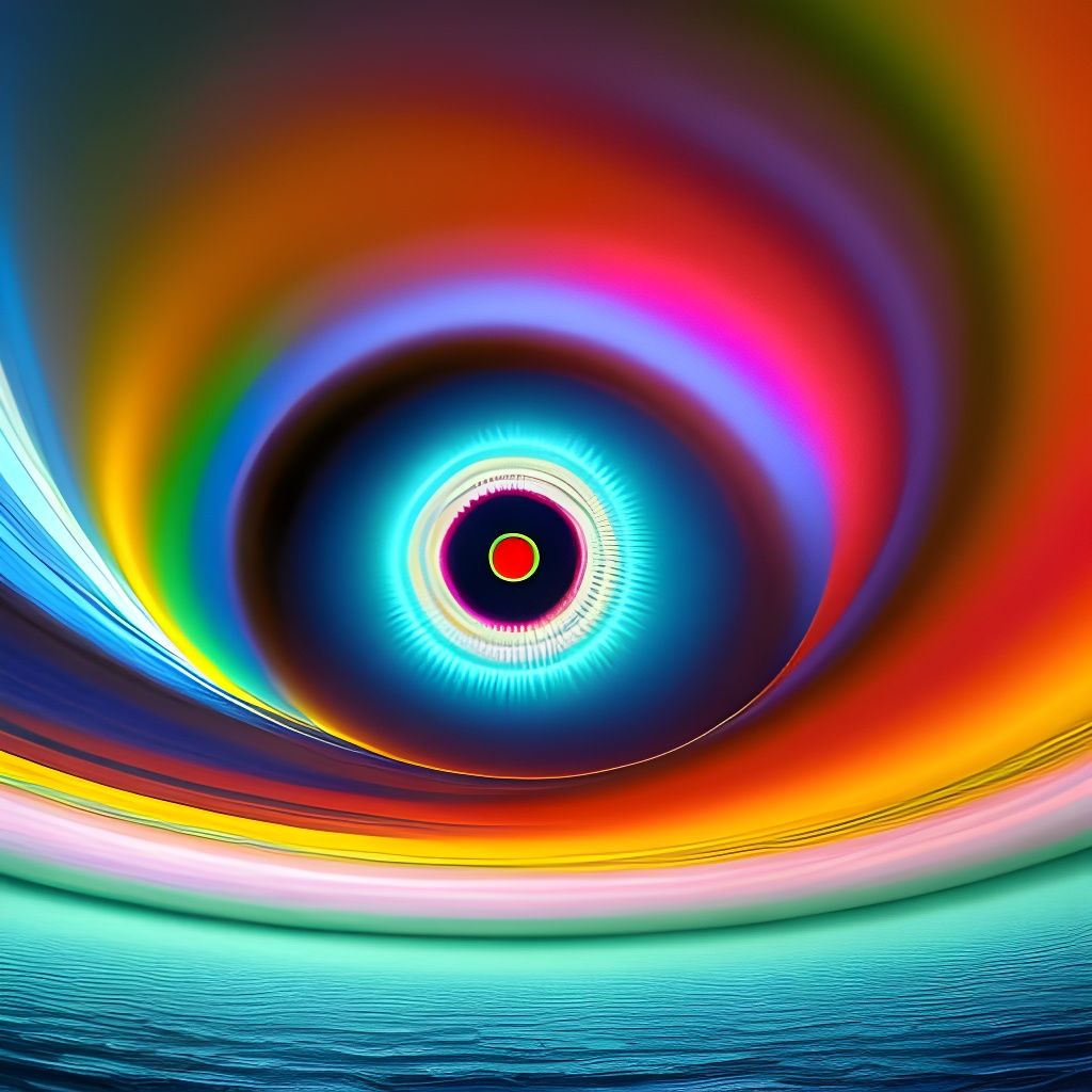 Surreal Eye Floats in a Colorful Sky