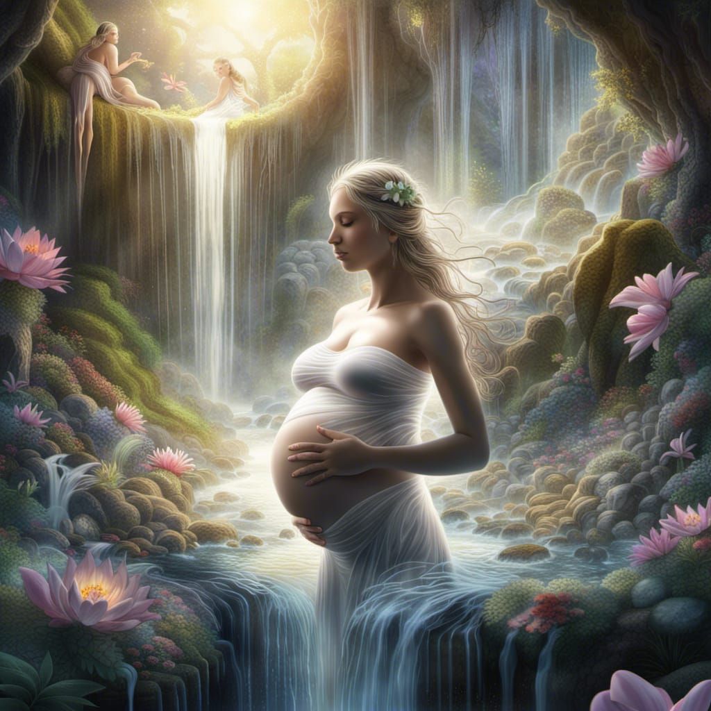 Joyful Pregnant Elf in a Radioluminescent Jungle