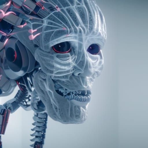 Robotic Brain with Spider Legs Exploding