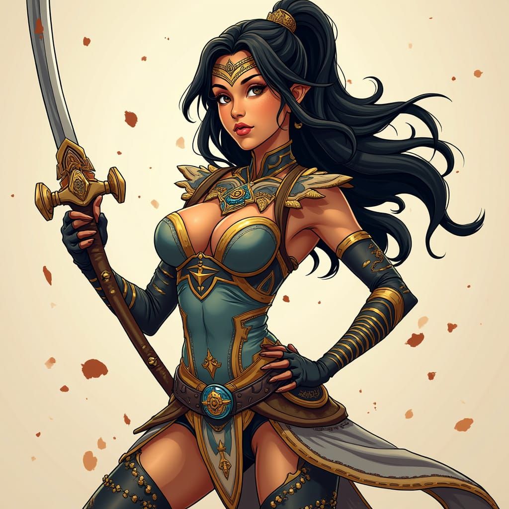 Azula in Art Nouveau Comic Book Style Cosplay Illustration