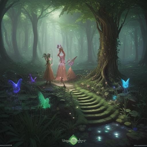 Enchanted Woodland Fairies in a Detailed Digital Painting