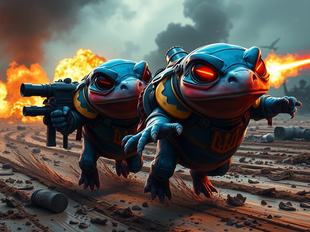 High-Energy Axolotl Warriors Engage in Frenzied Battle