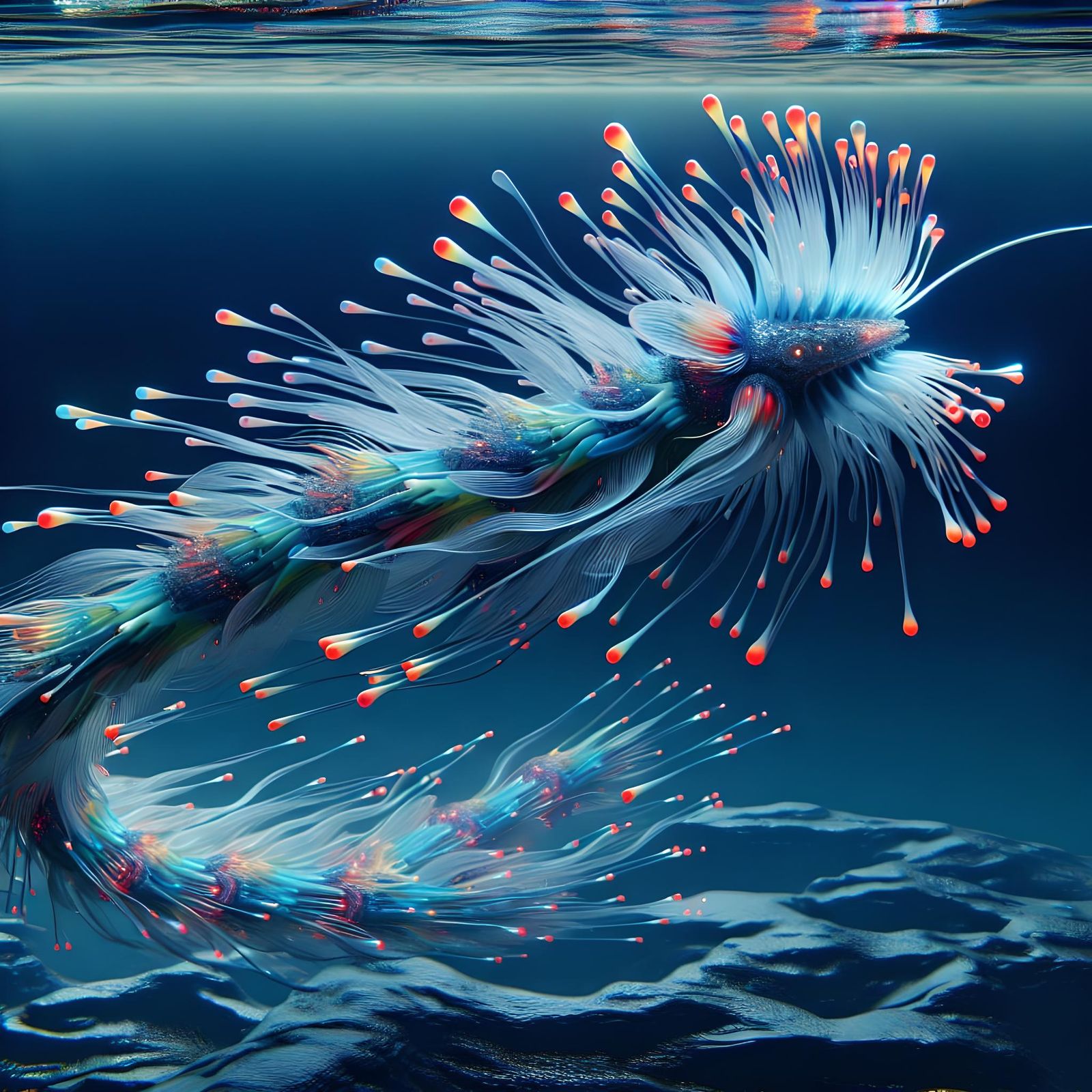 Extraordinary Sea Creature Gliding: Hyperrealistic CGI