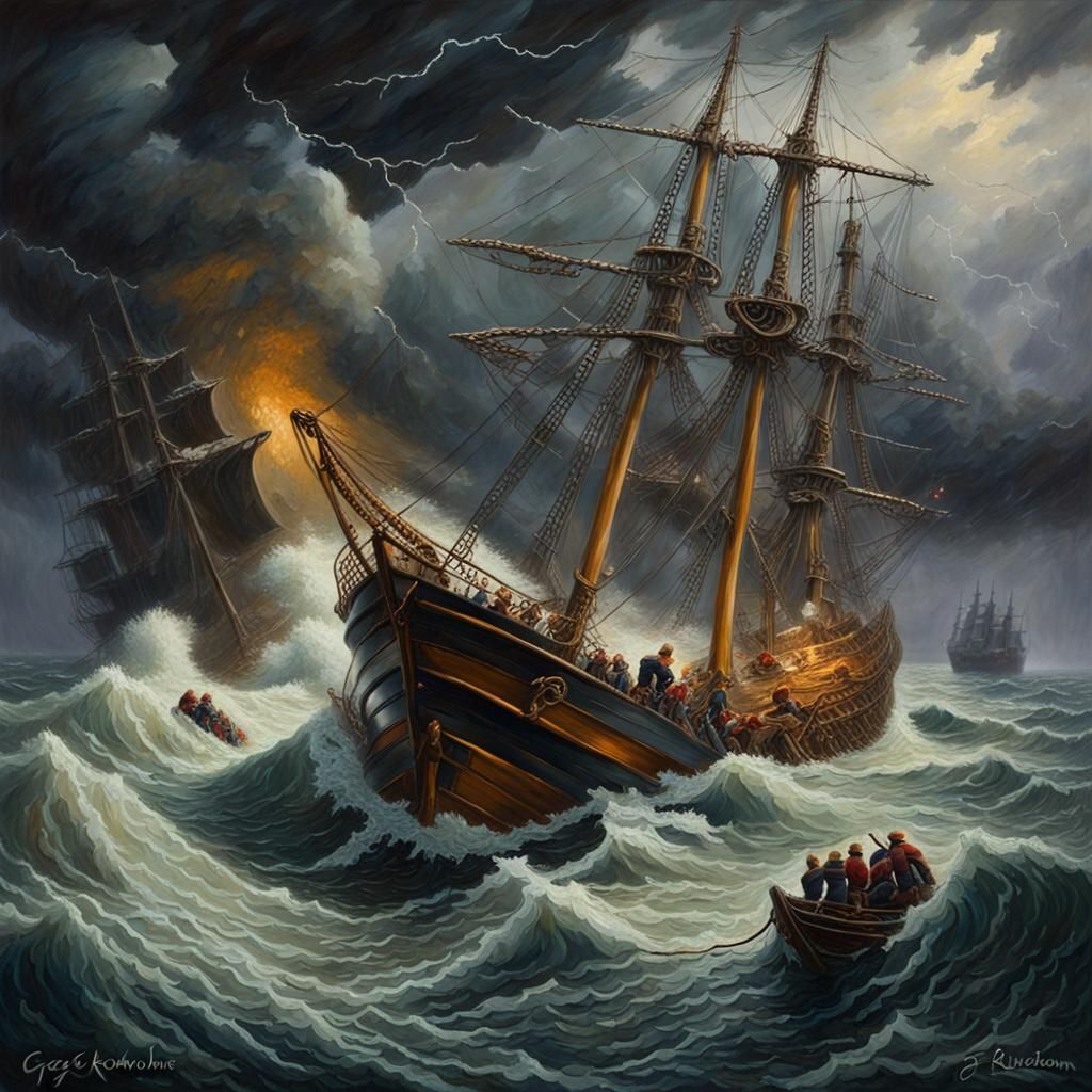 Stormy Seas: Sailors Escape Sinking Galleon