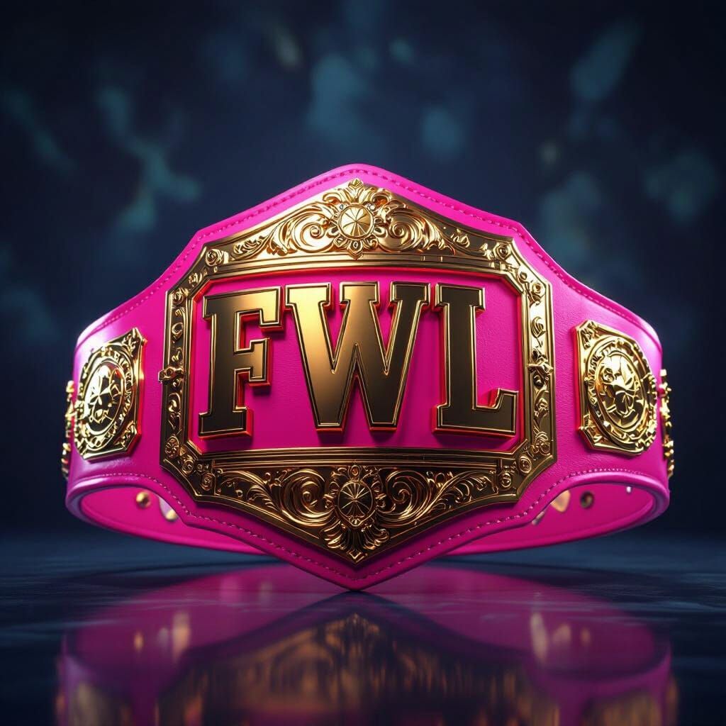 Pink Wrestling Belt with FWL in Gold