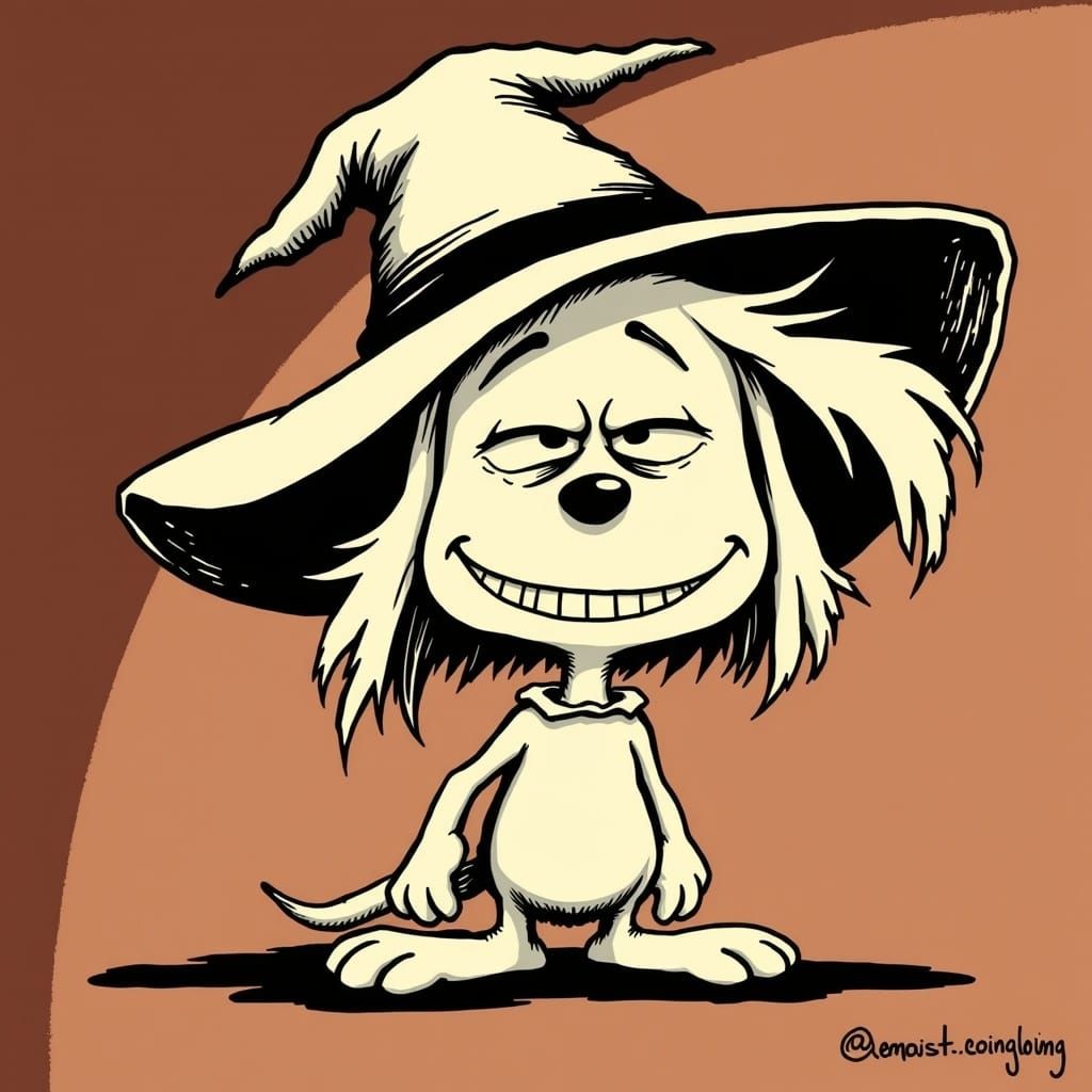 Snoopy Close-Up with Mischievous Grin in Cartoon Style