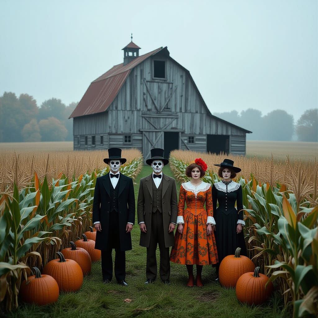 Spooky Halloween Harvest Festival in Wes Anderson Style