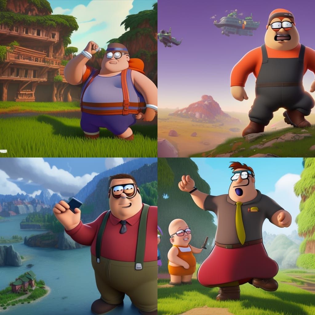 Peter Griffin Enters Fortnite: Detailed Matte Painting