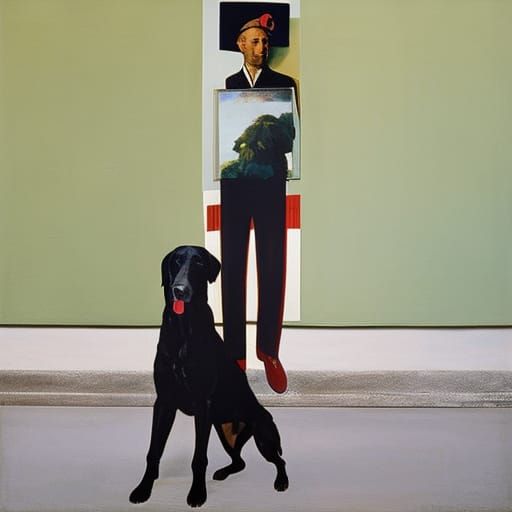 Man and Dog Portrait in Pop Art Style