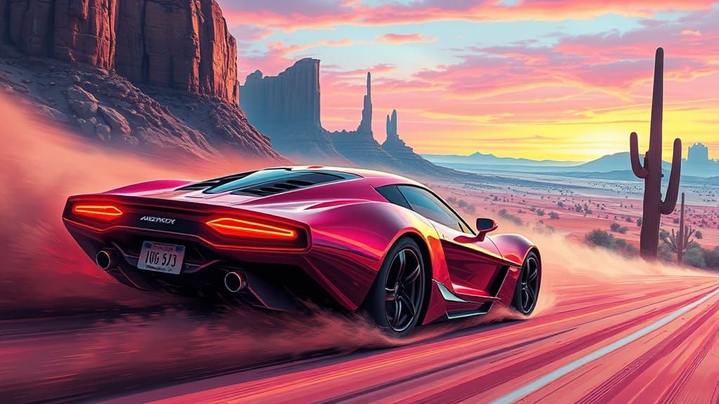 Neon-Lit Desert Dream: Cyberpunk Sportscar in Joe Quesada's ...