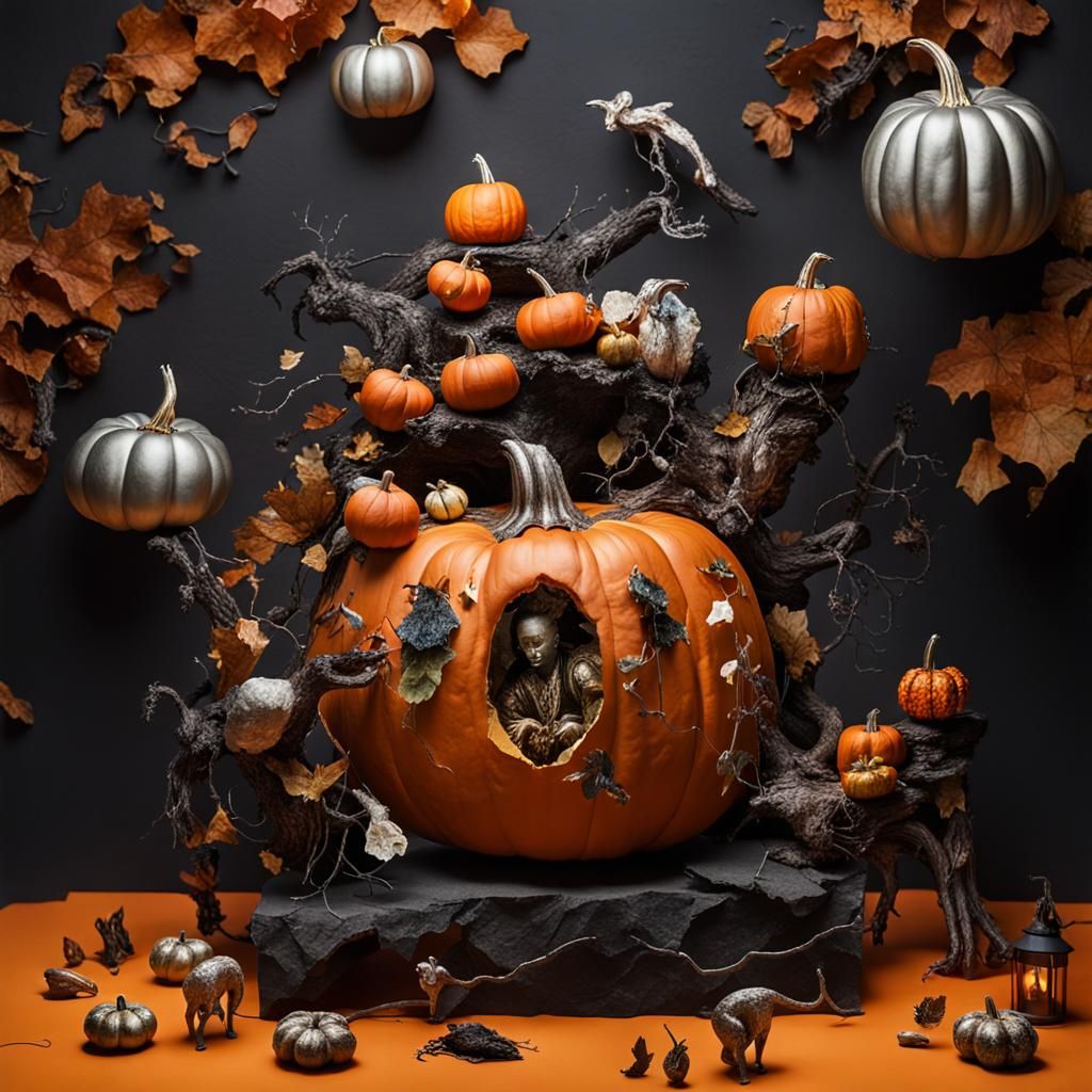 Halloween Dream: Intricate Pumpkin Sculpture