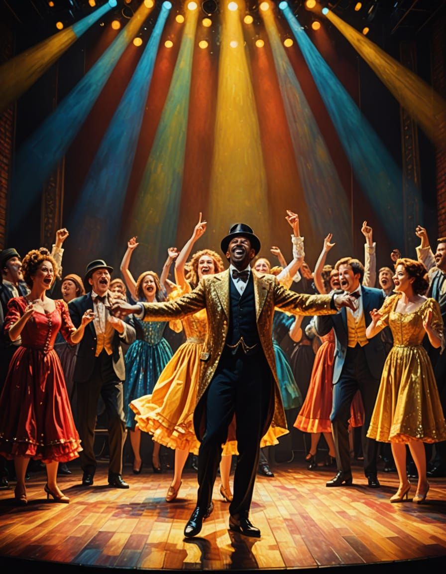 Vibrant Stage Show in Oil Painting Style