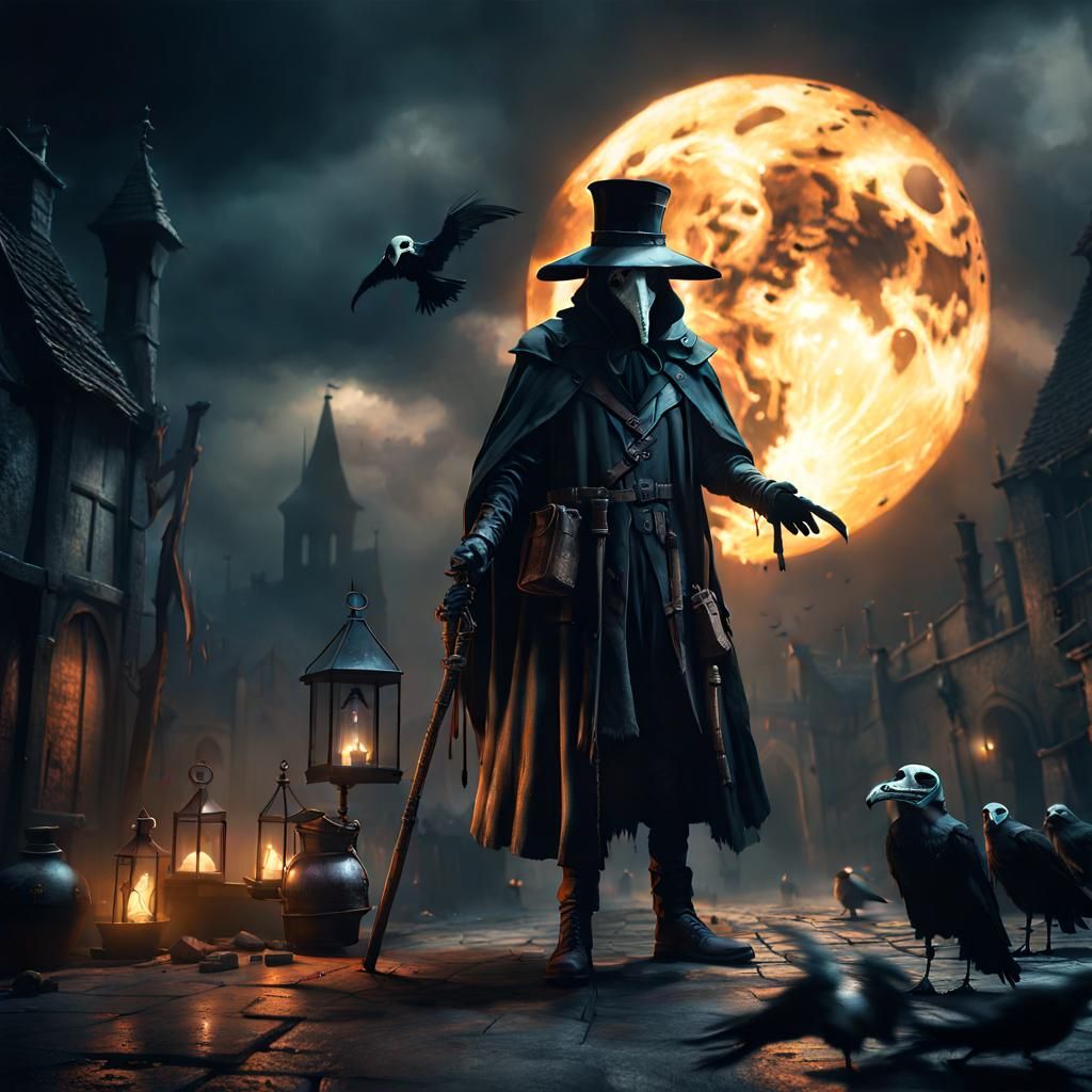 Dramatic Plague Doctor in Unreal Engine Style